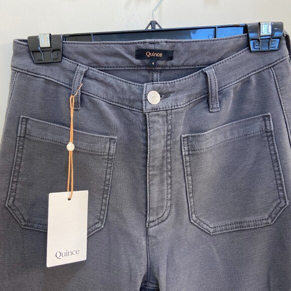 Quince, patch pocket, stretch-knit wide-leg pants in dark coal, size 4 - Picture 1 of 5